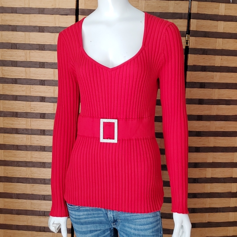NWT! Belldini ribbed stretch top diamond buckle
